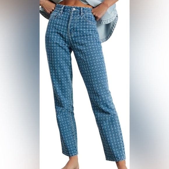 PacSun Denim - PacSun High-Rise Patterned Blue Jeans